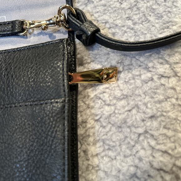 Liz Claiborne Black Leather Wallet Trifold Organizer Clutch W/Detachable Strap - Picture 6 of 13
